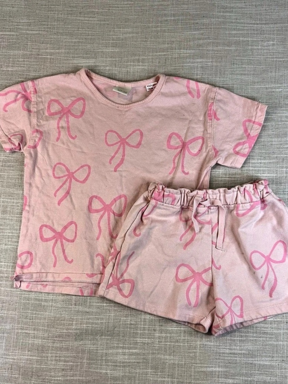 ZARA Bow Print T-Shirt and Shorts Set Girls 6